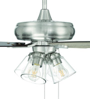 Eos 52" 5-Blade Clear 4 Light Ceiling Fan in Brushed Polished Nickel