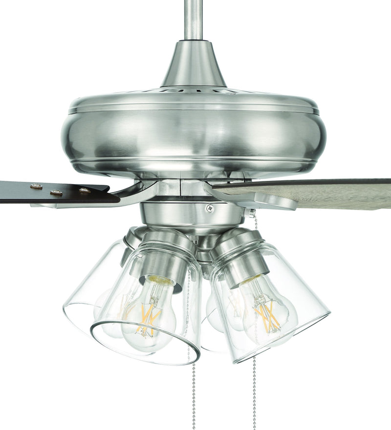 Eos 52" 5-Blade Clear 4 Light Ceiling Fan in Brushed Polished Nickel