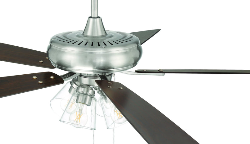 Eos 52" 5-Blade Clear 4 Light Ceiling Fan in Brushed Polished Nickel