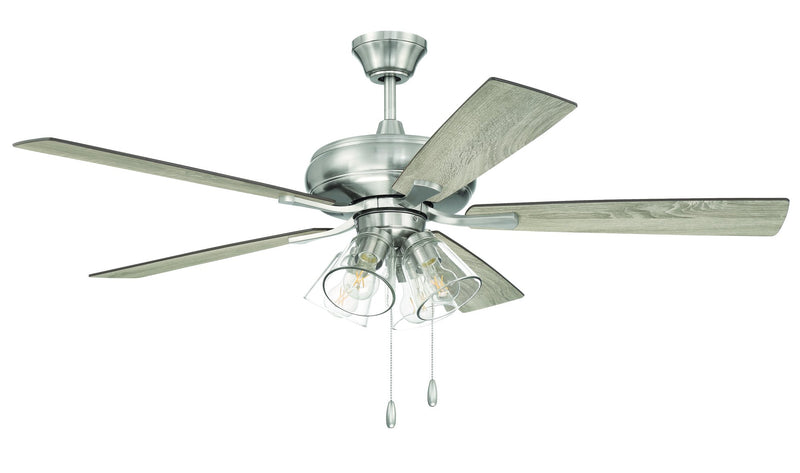 Eos 52" 5-Blade Clear 4 Light Ceiling Fan in Brushed Polished Nickel
