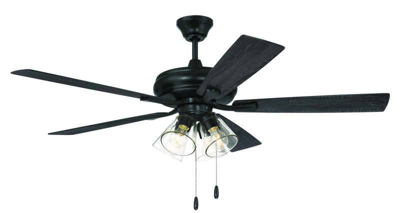 Eos 52" 5-Blade Clear 4 Light Ceiling Fan in Flat Black
