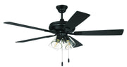 Eos 52" 5-Blade Clear 4 Light Ceiling Fan in Flat Black
