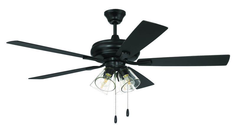 Eos 52" 5-Blade Clear 4 Light Ceiling Fan in Flat Black