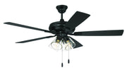 Eos 52" 5-Blade Clear 4 Light Ceiling Fan in Flat Black