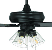 Eos 52" 5-Blade Clear 4 Light Ceiling Fan in Flat Black
