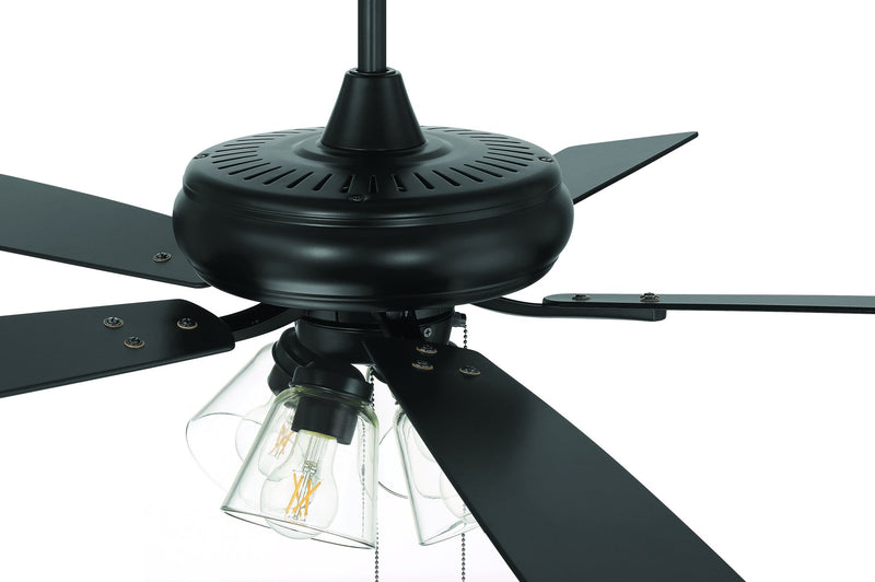 Eos 52" 5-Blade Clear 4 Light Ceiling Fan in Flat Black