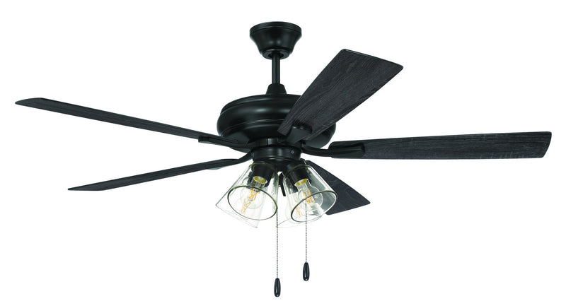 Eos 52" 5-Blade Clear 4 Light Ceiling Fan in Flat Black