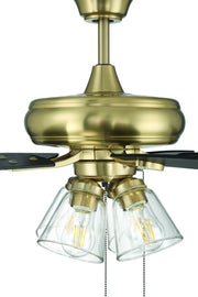 Eos 52" 5-Blade Clear 4 Light Ceiling Fan in Satin Brass