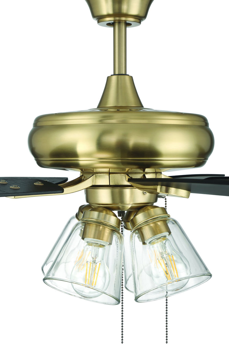 Eos 52" 5-Blade Clear 4 Light Ceiling Fan in Satin Brass