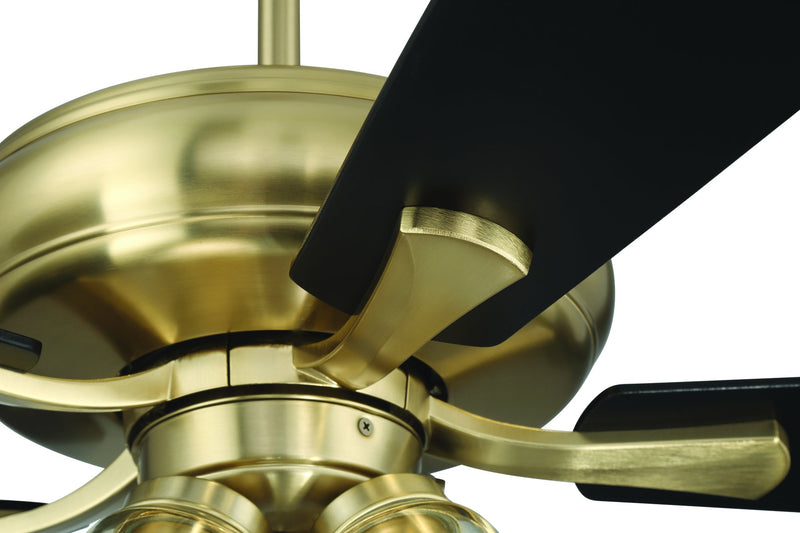 Eos 52" 5-Blade Clear 4 Light Ceiling Fan in Satin Brass