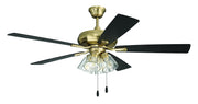 Eos 52" 5-Blade Clear 4 Light Ceiling Fan in Satin Brass