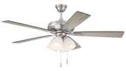Eos 52" 5-Blade Frost 4 Light Ceiling Fan in Brushed Polished Nickel