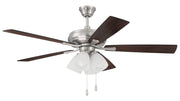 Eos 52" 5-Blade Frost 4 Light Ceiling Fan in Brushed Polished Nickel