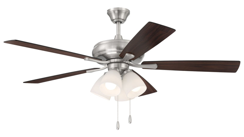 Eos 52" 5-Blade Frost 4 Light Ceiling Fan in Brushed Polished Nickel