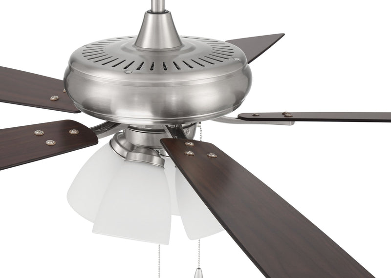 Eos 52" 5-Blade Frost 4 Light Ceiling Fan in Brushed Polished Nickel