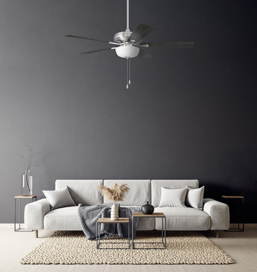 Eos 52" 5-Blade Frost 2 Light Bowl Ceiling Fan in Brushed Polished Nickel