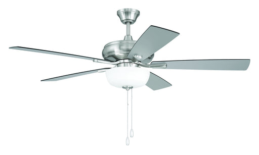 Eos 52" 5-Blade Frost 2 Light Bowl Ceiling Fan in Brushed Polished Nickel