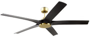 Fonz 65" 5-Blade Ceiling Fan in Satin Brass