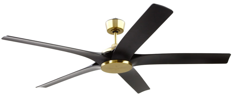 Fonz 65" 5-Blade Ceiling Fan in Satin Brass