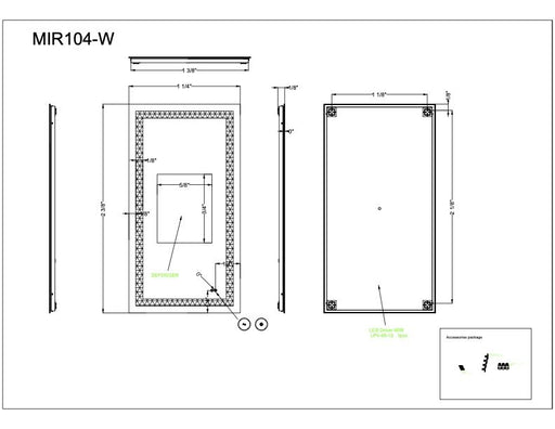60" x 32" x 1.8" Rectangle Front Lit LED Mirror in White