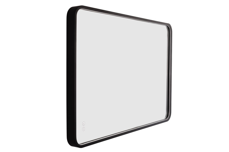 Monica 24"x 36" Framed Rounded Rectangular Edge Lit LED Mirror in Flat Black