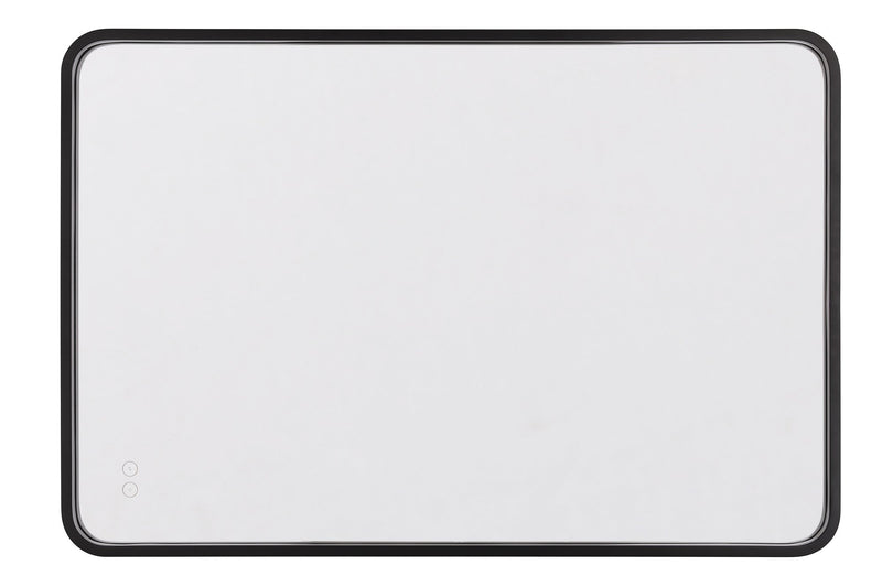 Monica 24"x 36" Framed Rounded Rectangular Edge Lit LED Mirror in Flat Black
