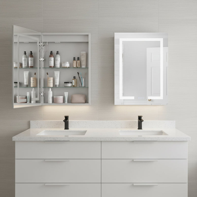 24" x 30" Front/Inside Lit LED Mirror Medicine Cabinet in White