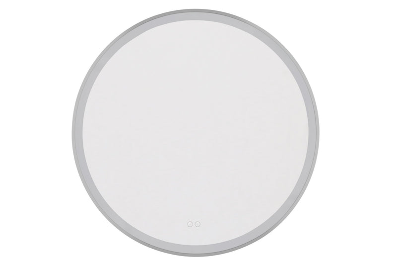 Ross 32" Framed Round Front Lit LED Mirror in Brushed Polished Nickel