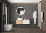 Ross 32" Framed Round Front Lit LED Mirror in Brushed Polished Nickel