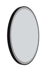 Ross 32" Framed Round Front Lit LED Mirror in Flat Black