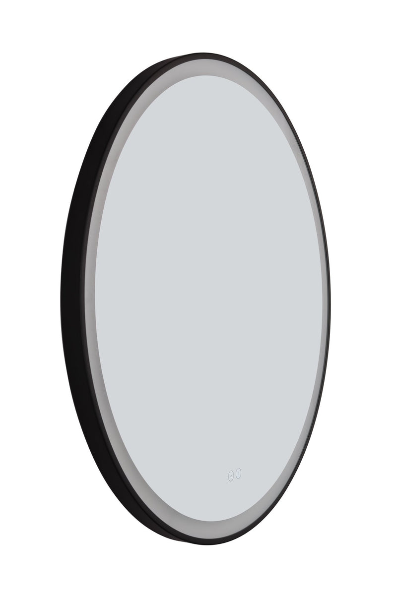 Ross 32" Framed Round Front Lit LED Mirror in Flat Black