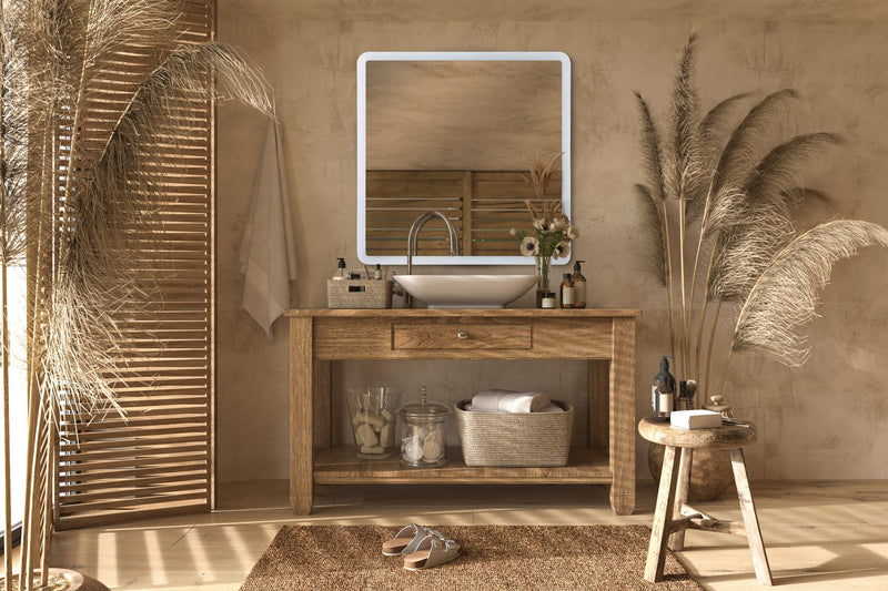 36" x 36" Square Back Lit LED Mirror (Chassis) in White