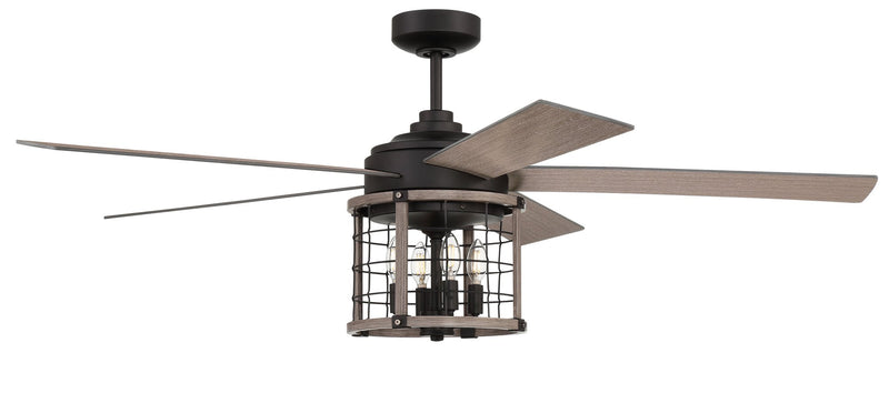 Nicolas 56" 5-Blade Ceiling Fan in Flat Black/Light Wenge