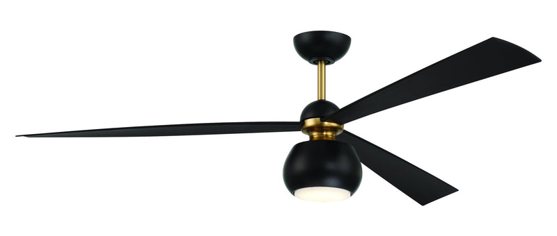Otto 60" 3-Blade Ceiling Fan in Flat Black/Satin Brass