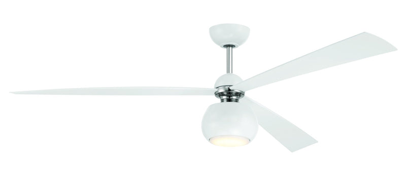 Otto 60" 3-Blade Ceiling Fan in White/Polished Nickel