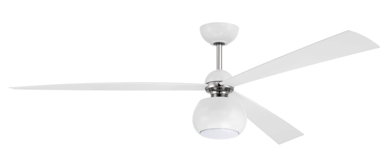 Otto 60" 3-Blade Ceiling Fan in White/Polished Nickel