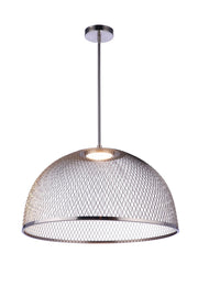 24.25” Diameter Sculptural Statement Metal Mesh Dome Pendant in Brushed Polished Nickel