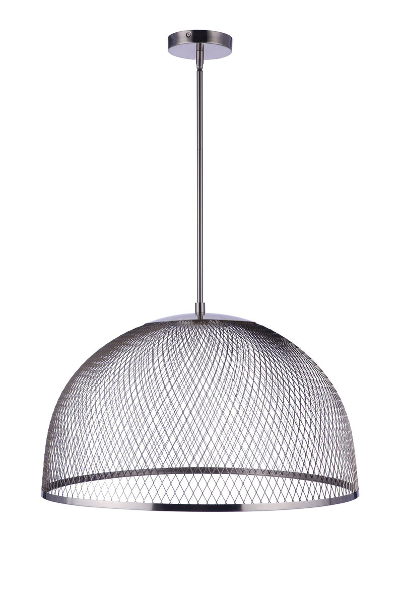 24.25” Diameter Sculptural Statement Metal Mesh Dome Pendant in Brushed Polished Nickel