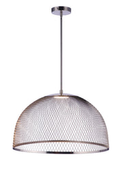 24.25” Diameter Sculptural Statement Metal Mesh Dome Pendant in Brushed Polished Nickel