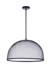 24.25” Diameter Sculptural Statement Metal Mesh Dome Pendant in Flat Black