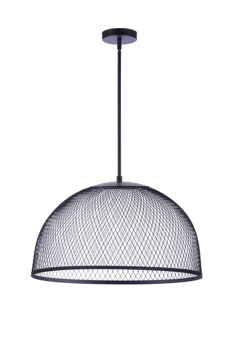 24.25” Diameter Sculptural Statement Metal Mesh Dome Pendant in Flat Black