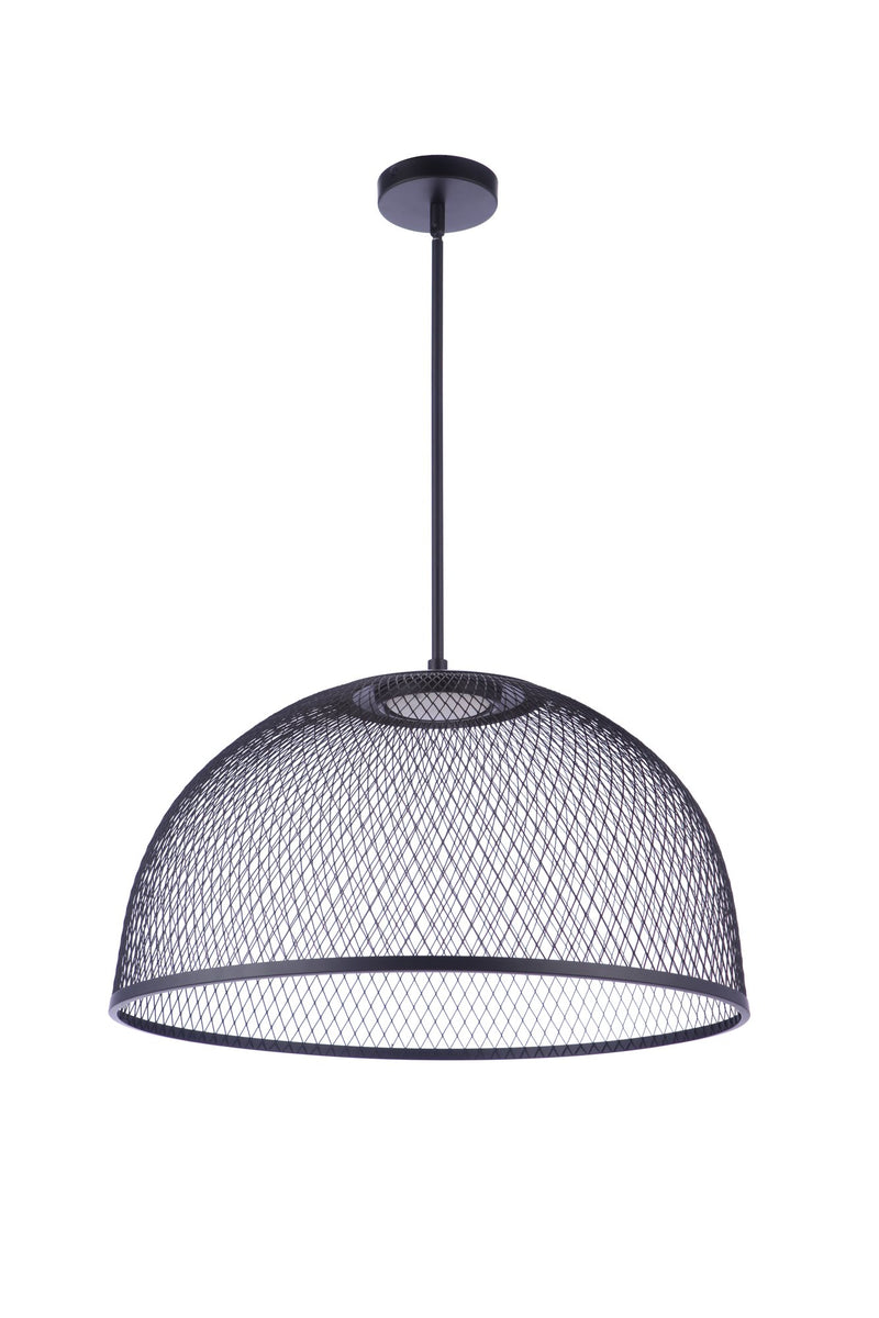 24.25” Diameter Sculptural Statement Metal Mesh Dome Pendant in Flat Black