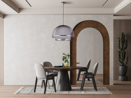 24.25” Diameter Sculptural Statement Metal Mesh Dome 2 Shade Pendant in Brushed Polished Nickel