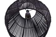 Natural Pendant 1 Light 11.88" Pendant w/ Woven Black Rattan Shade in Flat Black