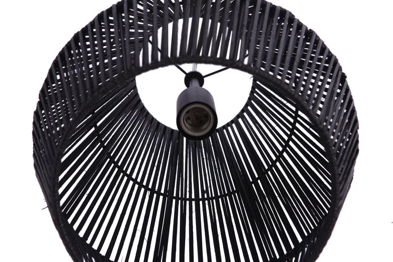 Natural Pendant 1 Light 11.88" Pendant w/ Woven Black Rattan Shade in Flat Black