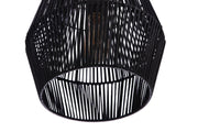 Natural Pendant 1 Light 11.88" Pendant w/ Woven Black Rattan Shade in Flat Black