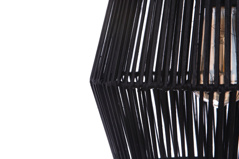 Natural Pendant 1 Light 11.88" Pendant w/ Woven Black Rattan Shade in Flat Black