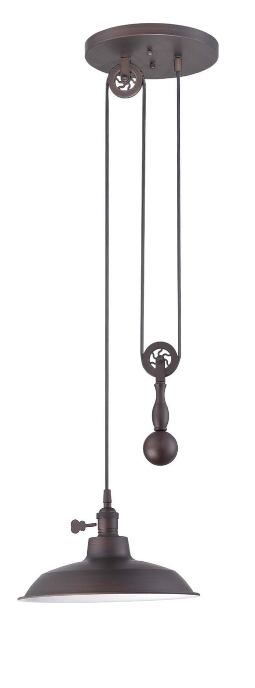 1 Light 11.75" Pulley Pendant in Aged Bronze Brushed