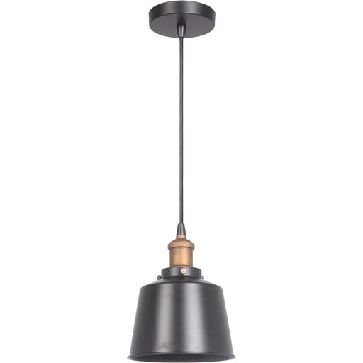 1 Light 7" Mini Pendant in Matte Black / Patina Aged Brass