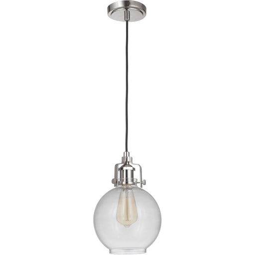 State House 1 Light 7.75" Clear Globe Mini Pendant in Polished Nickel